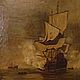 Винтаж: Морской бой.18-19 век.Европа.Картина.Живопись. Статуэтки винтажные. Антик.Декор.Винтаж. Ярмарка Мастеров.  Фото №14