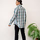 Shirt in men's style Turquoise checkered with embroidery. Shirts. NATALINI. My Livemaster. Фото №4