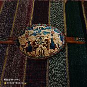 Блюдо "Сова и Филин (Семья), Лубок" старинное деревянное