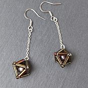 Украшения handmade. Livemaster - original item Earrings with pearls Geometry small hangers. Handmade.