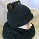 HAT-the CAT with ears for girls knitted black. Caps. Gala Devi (crochet design). My Livemaster. Фото №4