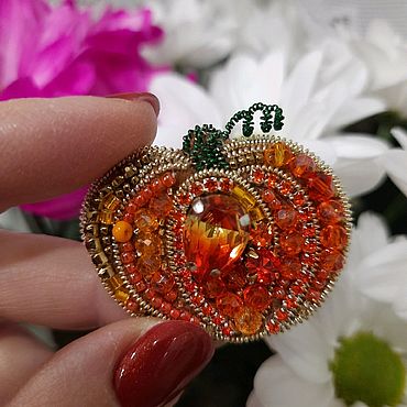 Украшения ручной работы. Ярмарка Мастеров - ручная работа Брошь Тыква. Handmade.