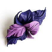 Украшения handmade. Livemaster - original item Very Peri Automatic Hairpin Leather Flower Blue Purple. Handmade.