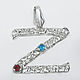 Z Pendant Pendant Patriotic 925 silver with stones in flag colors, Pendants, Moscow,  Фото №1