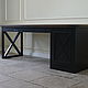 Beautiful oak table in loft style with geometric lines and visible texture of the wood.