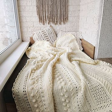 Текстиль ручной работы. Ярмарка Мастеров - ручная работа Вязаный плед. Handmade.