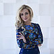 Платье синее из Павлопосадского платка , шерстяное платье, Платья, Санкт-Петербург,  Фото №1