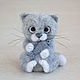 Grey cat with a fish. Felted Toy. touch-me. Online shopping on My Livemaster.  Фото №2