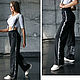 Order Wide-leg trousers for women, button-down trousers, black trousers with suspenders. Lara (EnigmaStyle). Livemaster. . Pants Фото №3