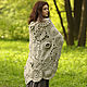Накидка цвета льна из мотивов. Палантины. IRINA GRUDKINA Handmade Knitwear. Ярмарка Мастеров.  Фото №4