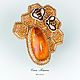 Honey Amber Gold Brooch Honey and Bees with Baltic Amber. Brooches. Elena Potsepnya Jewelry. My Livemaster. Фото №4