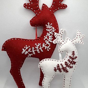 Сувениры и подарки ручной работы. Ярмарка Мастеров - ручная работа Ёлочная игрушка "Олени" (комплект 2 шт). Handmade.