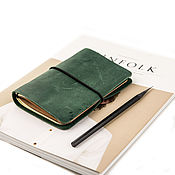 Канцелярские товары handmade. Livemaster - original item Leather notebook with interchangeable A6 notebook made of leather. Handmade.