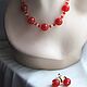 Серьги и колье Рябина со стеклянными шарами lampwork, Комплекты украшений, Москва,  Фото №1