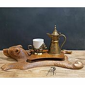 Посуда handmade. Livemaster - original item Coffee Set Bear Cup and antique Brass kumgan with Tray. Handmade.