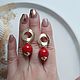 Заказать Серьги гвоздики из коралла. Украшения ручной работы/JewelrybyJen. Ярмарка Мастеров. . Серьги классические Фото №3