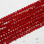 Материалы для творчества handmade. Livemaster - original item Beads 60 pcs Faceted 4/3 mm Red Opaque. Handmade.