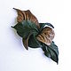 Tara Flower Leather Brooch Herbal Green Beige Brown. Brooches. De-Si-Re. Online shopping on My Livemaster.  Фото №2