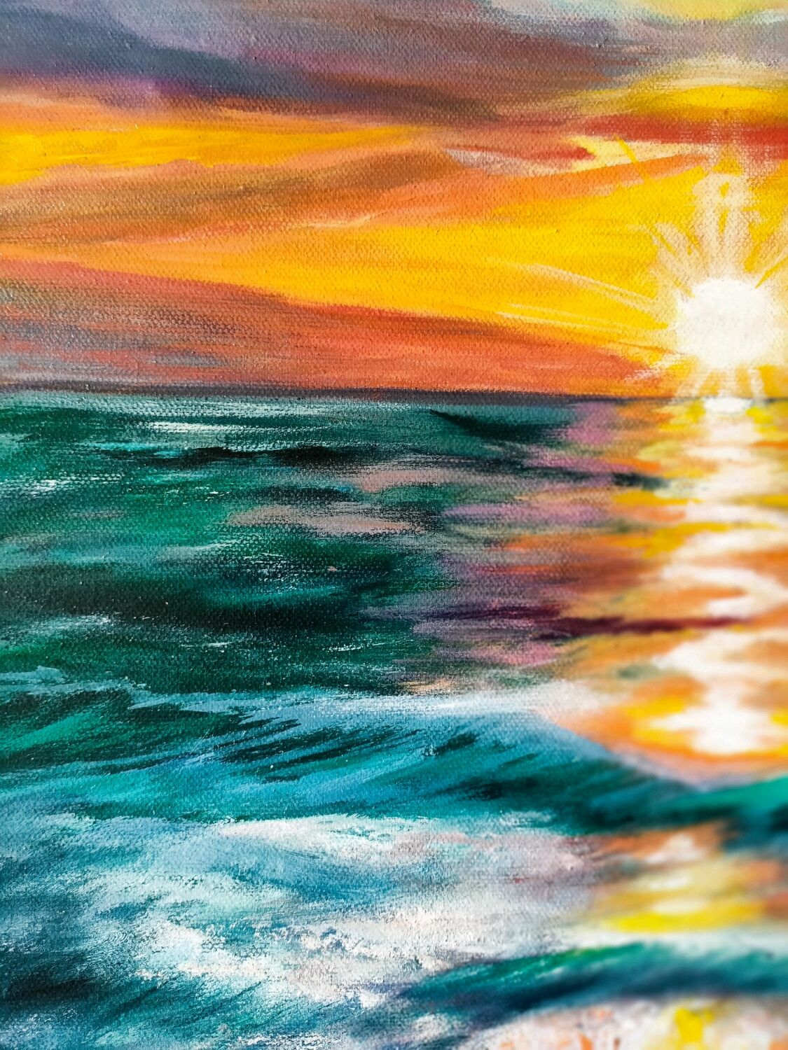 Картина маслом на холсте. Морской пейзаж " Море на закате." в интернет ...