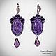Handmade earrings. Fair Masters - handmade. Buy Purple earrings with charoite and bracelet. Purple set.. Handmade.  purple. The color purple. Purple stones and beads.
