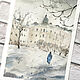 'Winter road to home' watercolor painting, Pictures, Korsakov,  Фото №1