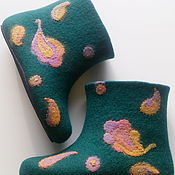 Обувь ручной работы handmade. Livemaster - original item Felted women`s boots made of natural wool emerald. Handmade.