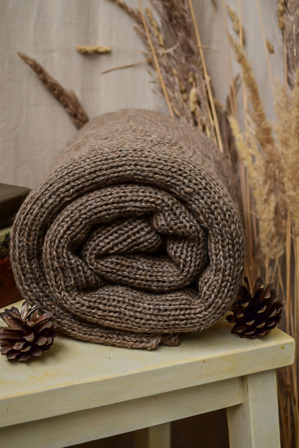 Плед вязаный Натуральный, верблюжий – купить на Ярмарке Мастеров ...
