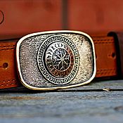 Аксессуары handmade. Livemaster - original item Straps: Leather belt with bronze buckle 