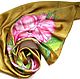 CHRISTMAS PRICE of 1650 rubles.! Olive is a Beautiful gift Batik scarf Gold Satin head scarf Gift woman Gift girl to Buy a gift of a Beautiful shawl Gift Shawl neck silk Paradise
