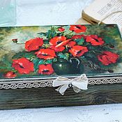 Для дома и интерьера handmade. Livemaster - original item Box Bouquet of poppies solid pine. Handmade.