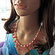 ' Coral island ' necklace, beads, cherry quartz, pearls, Necklace, Voronezh,  Фото №1
