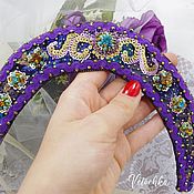 Украшения handmade. Livemaster - original item Headbands: Lilac headdress is embroidered with beads and sequins. Handmade.