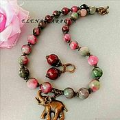 Украшения handmade. Livemaster - original item Set Elephant. earrings agate beads. Handmade.