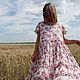 Платье «Пудра» midi с рукавом крылышко c принтом розочки. Платья. Roses (Roses-dresses). Ярмарка Мастеров.  Фото №4