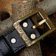 Premium embossed men's belt. Straps. Marik Leather Craft. My Livemaster. Фото №4