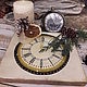 Сервировочная доска Часы Снегирь. Новогодние сувениры. Alenushkas_tales (madebyhelena). Интернет-магазин Ярмарка Мастеров.  Фото №2