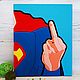 Супермен в стиле поп-арт, картина-панно в технике кинусайга, Панно, Москва,  Фото №1