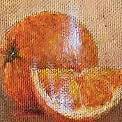 Картины и панно handmade. Livemaster - original item Paintings: oil 15\15cm Orange in a frame. Handmade.