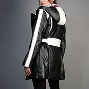 Одежда handmade. Livemaster - original item Leather jacket insulated elongated with a hood natural leather. Handmade.