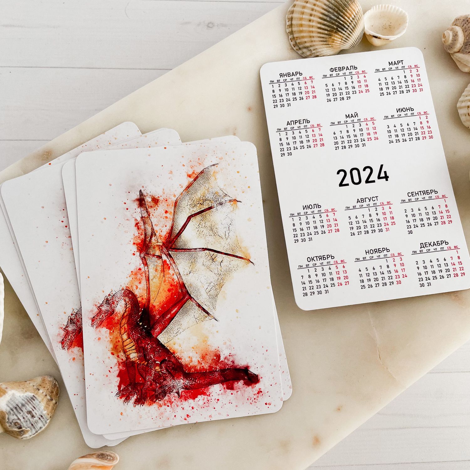 Новогодние открытки, календарики 2024, Новый год 2024 в интернет-магазине Ярмарка Мастеров по цене 12 ₽ – P2OUERU