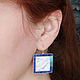 EARRINGS Turquoise, lapis Lazuli, mother of Pearl. Large square earrings. Earrings. ARIEL - MOSAIC. My Livemaster. Фото №6