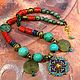 Order East necklace turquoise, coral, lapis lazuli Nepalese jewelry. Handwork of jewelry.. Livemaster. . Necklace Фото №3