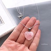 Украшения handmade. Livemaster - original item Necklace pendant Heart rose quartz chain included. Handmade.