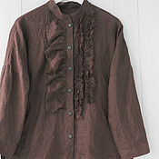Одежда handmade. Livemaster - original item Brown boho blouse with ruffles. Handmade.