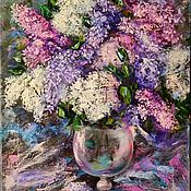 Картины и панно handmade. Livemaster - original item Painting with a bouquet of lilac 70*50 