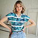 Loose Cotton Jungle Print Vest, Blue T-shirt, T-shirts, Novosibirsk,  Фото №1