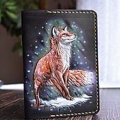 Сумки и аксессуары handmade. Livemaster - original item Handmade leather passport cover with fox image. Handmade.
