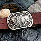  Leather belt with brass cast buckle ' Bull', Straps, Tolyatti,  Фото №1