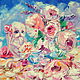 Oil painting on canvas. Where petals fall. Roses. Bunny Teddy, Pictures, Moscow,  Фото №1