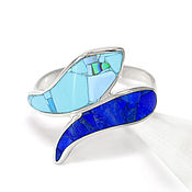 Украшения handmade. Livemaster - original item Ring. Turquoise and lapis Lazuli. Size 20. Unique snake ring. Handmade.